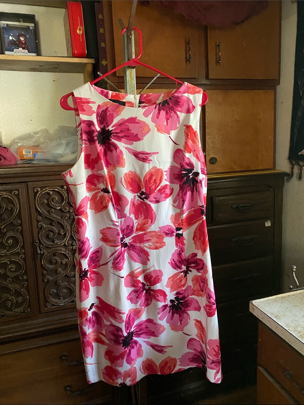 Alyx White Shift Dress with Pink Floral Pattern